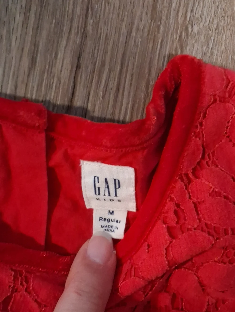 M Girls GAP Red Floral Lace Cap-Sleeve Dress
